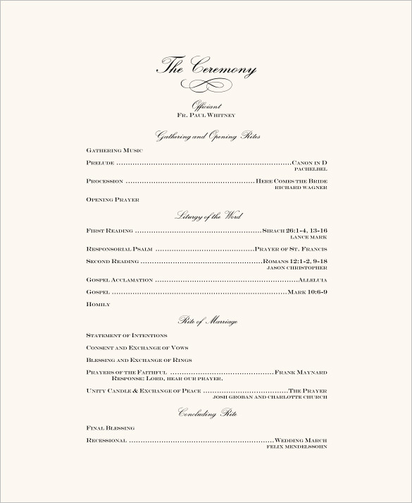 Wedding program template word document